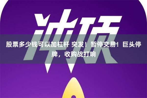 股票多少钱可以加杠杆 突发！暂停交易！巨头停牌，收购战打响